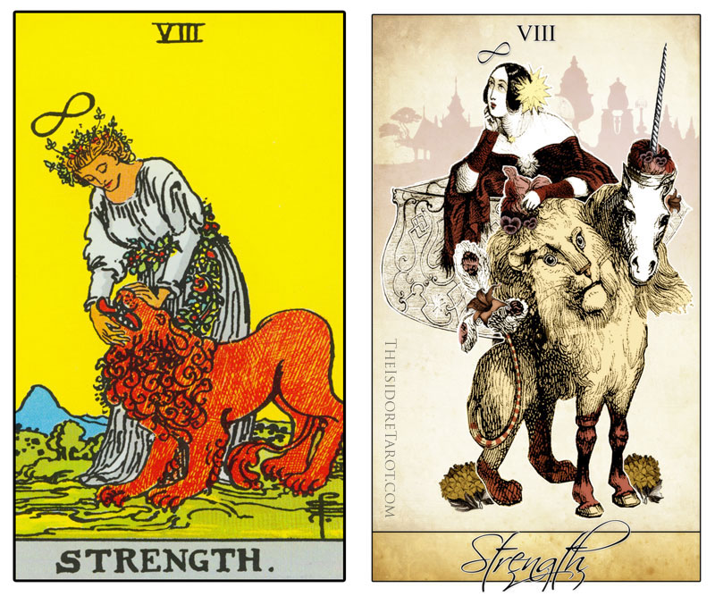 The Isidore Tarot compared to the Rider Waite Smith - Strength